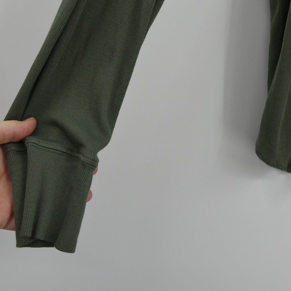 ABLE Women's Julia Anywhere Top in Thyme Green Size XL Long Sleeve Henley Cotton - Picture 4 of 9